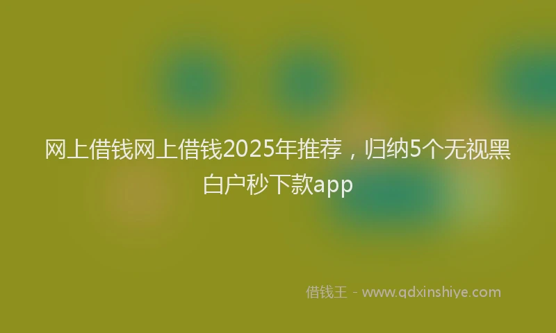 网上借钱网上借钱2025年推荐，归纳5个无视黑白户秒下款app