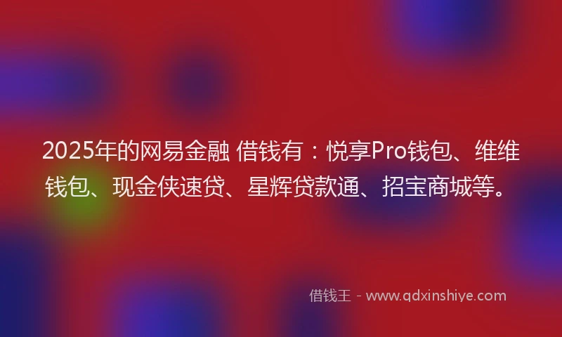 2025年的网易金融 借钱有：悦享Pro钱包、维维钱包、现金侠速贷、星辉贷款通、招宝商城等。