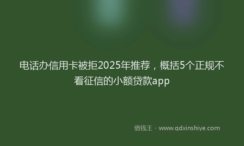 电话办信用卡被拒2025年推荐，概括5个正规不看征信的小额贷款app
