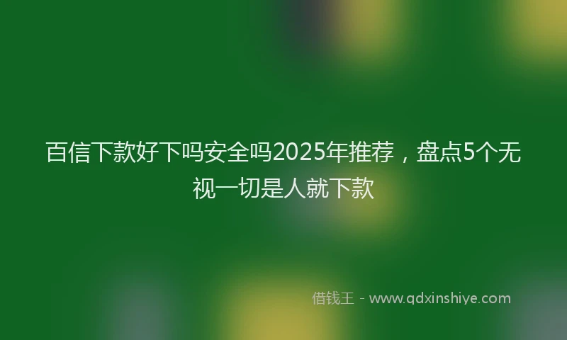 百信下款好下吗安全吗2025年推荐，盘点5个无视一切是人就下款