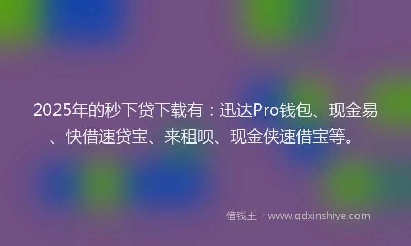 2025年的秒下贷下载有：迅达Pro钱包、现金易、快借速贷宝、来租呗、现金侠速借宝等。