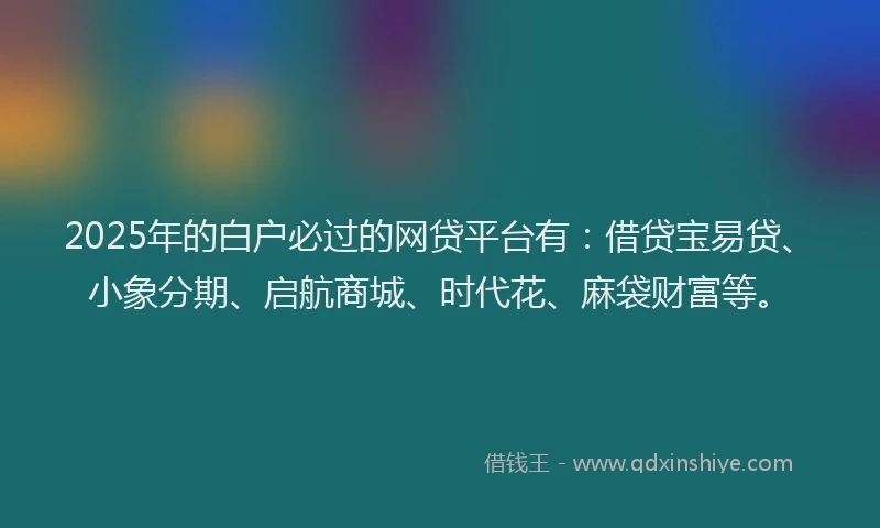 2025年的白户必过的网贷平台有：借贷宝易贷、小象分期、启航商城、时代花、麻袋财富等。