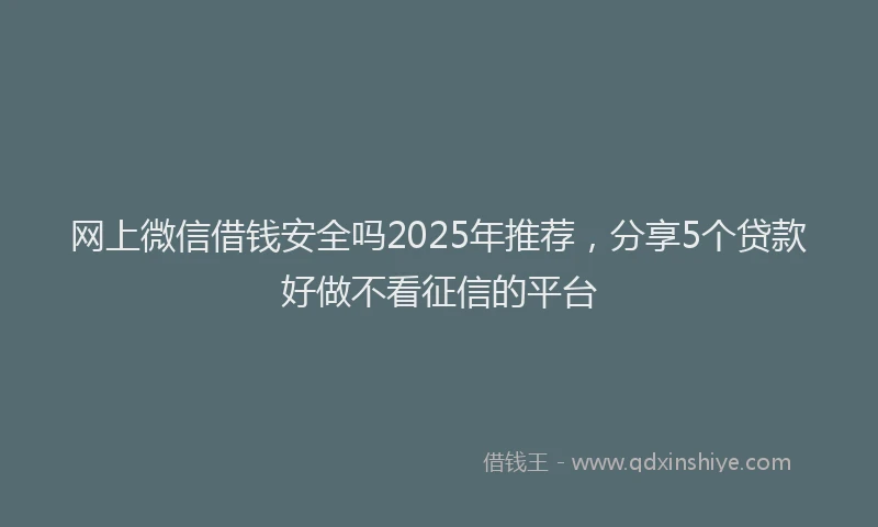 网上微信借钱安全吗2025年推荐，分享5个贷款好做不看征信的平台