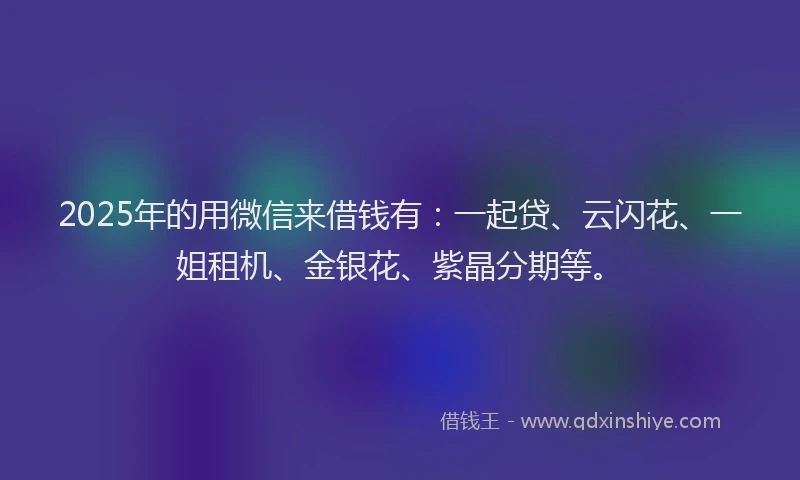 2025年的用微信来借钱有：一起贷、云闪花、一姐租机、金银花、紫晶分期等。