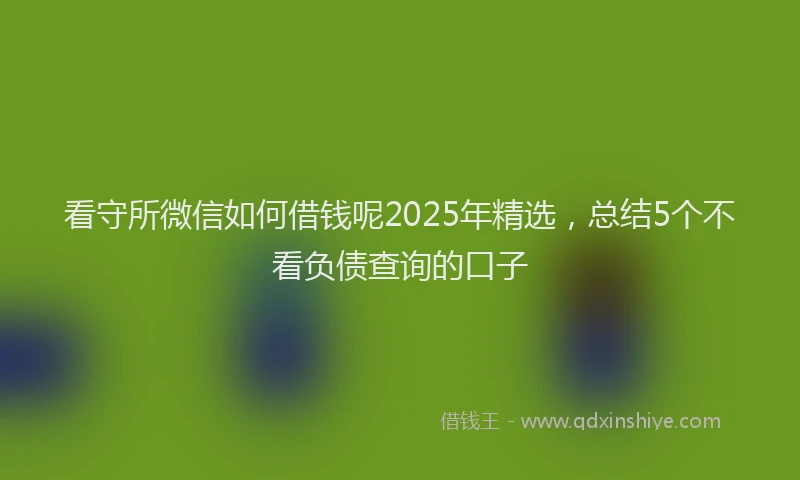 看守所微信如何借钱呢2025年精选，总结5个不看负债查询的口子