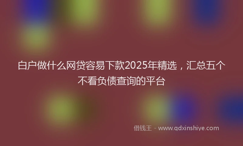 白户做什么网贷容易下款2025年精选，汇总五个不看负债查询的平台