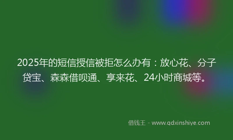 2025年的短信授信被拒怎么办有：放心花、分子贷宝、森森借呗通、享来花、24小时商城等。