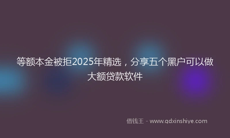 等额本金被拒2025年精选，分享五个黑户可以做大额贷款软件