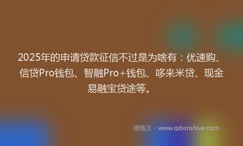 2025年的申请贷款征信不过是为啥有：优速购、信贷Pro钱包、智融Pro+钱包、哆来米贷、现金易融宝贷途等。
