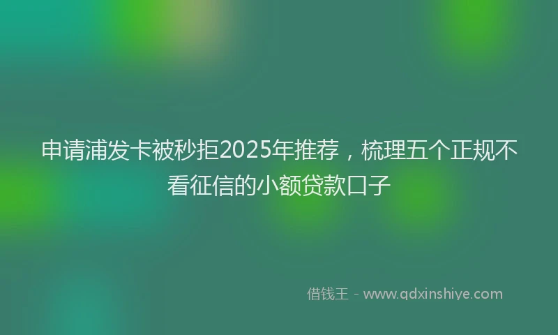 申请浦发卡被秒拒2025年推荐，梳理五个正规不看征信的小额贷款口子