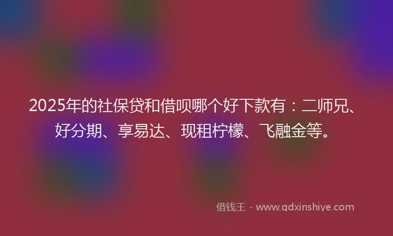 2025年的社保贷和借呗哪个好下款有：二师兄、好分期、享易达、现租柠檬、飞融金等。