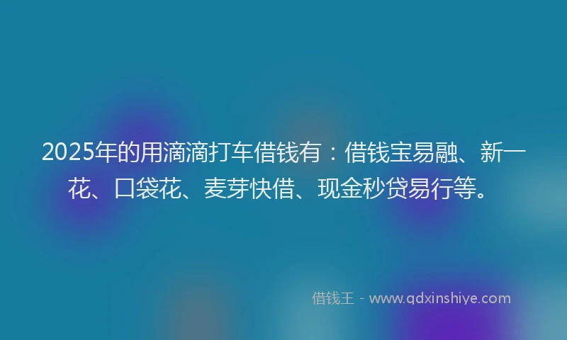 2025年的用滴滴打车借钱有：借钱宝易融、新一花、口袋花、麦芽快借、现金秒贷易行等。