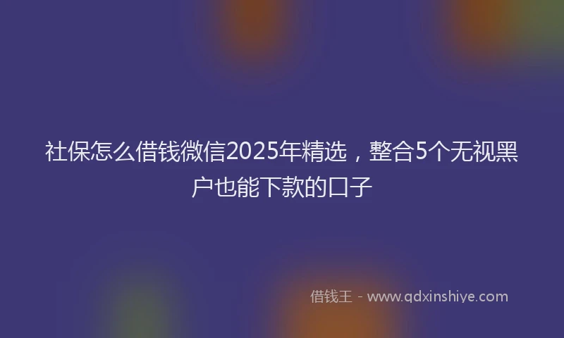 社保怎么借钱微信2025年精选，整合5个无视黑户也能下款的口子