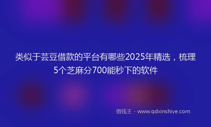 类似于芸豆借款的平台有哪些2025年精选，梳理5个芝麻分700能秒下的软件