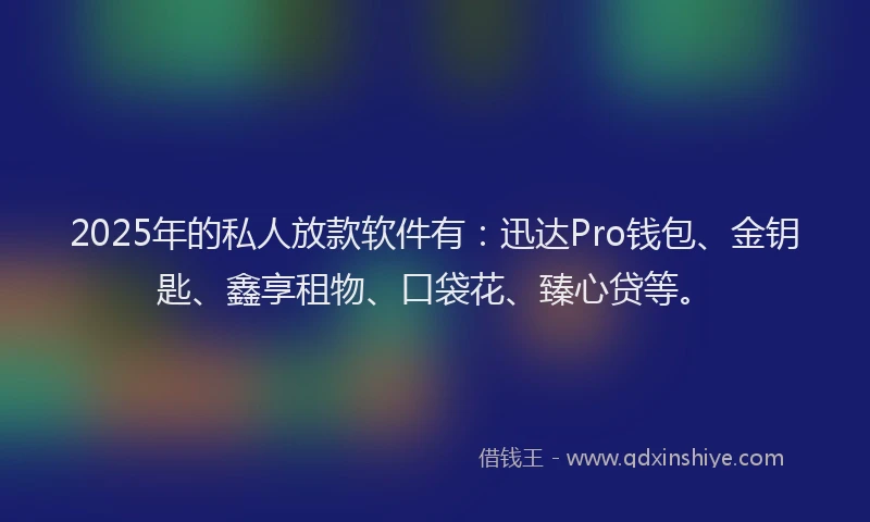 2025年的私人放款软件有：迅达Pro钱包、金钥匙、鑫享租物、口袋花、臻心贷等。
