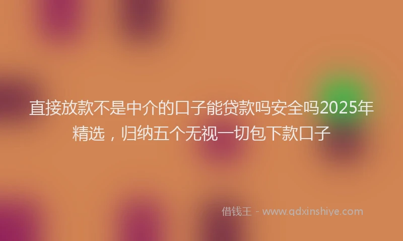 直接放款不是中介的口子能贷款吗安全吗2025年精选，归纳五个无视一切包下款口子
