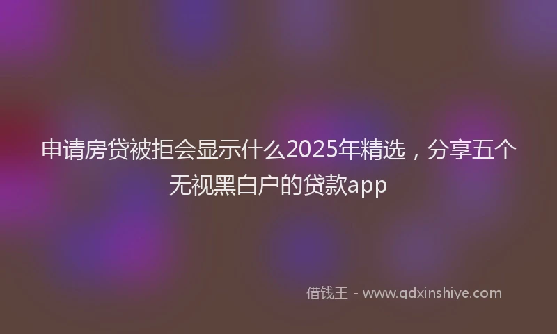 申请房贷被拒会显示什么2025年精选，分享五个无视黑白户的贷款app