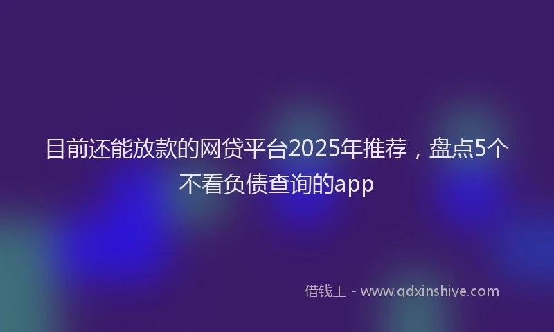 目前还能放款的网贷平台2025年推荐，盘点5个不看负债查询的app