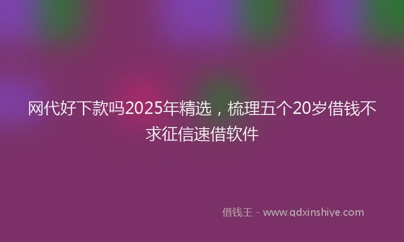 网代好下款吗2025年精选，梳理五个20岁借钱不求征信速借软件