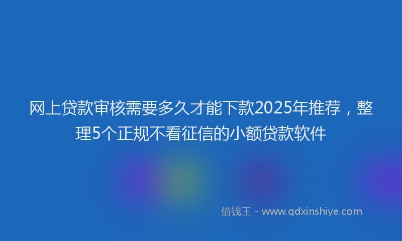 网上贷款审核需要多久才能下款2025年推荐，整理5个正规不看征信的小额贷款软件