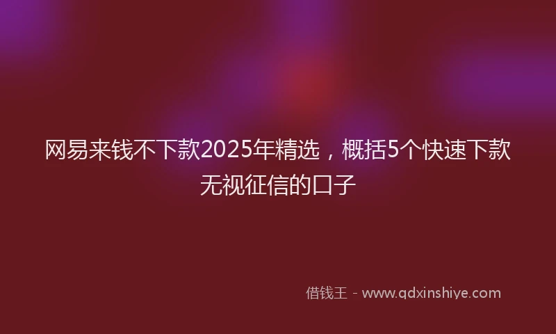 网易来钱不下款2025年精选，概括5个快速下款无视征信的口子