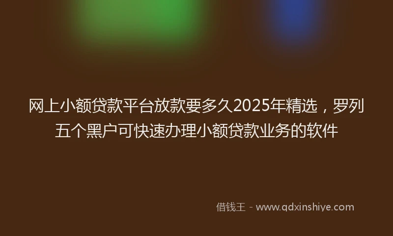 网上小额贷款平台放款要多久2025年精选，罗列五个黑户可快速办理小额贷款业务的软件