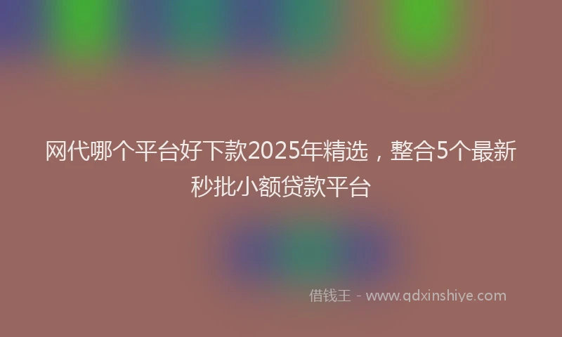 网代哪个平台好下款2025年精选，整合5个最新秒批小额贷款平台