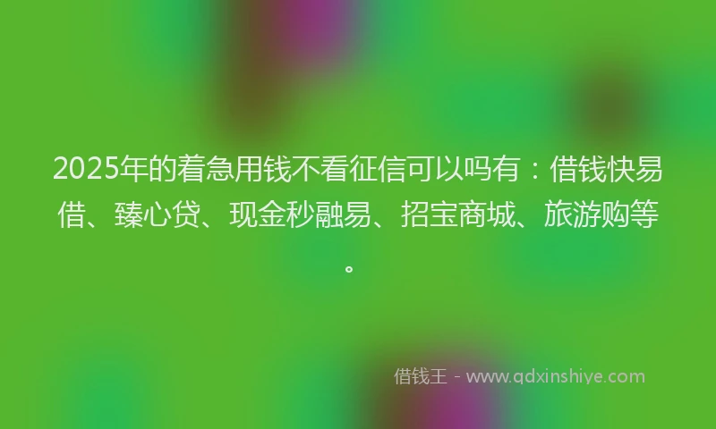 2025年的着急用钱不看征信可以吗有：借钱快易借、臻心贷、现金秒融易、招宝商城、旅游购等。