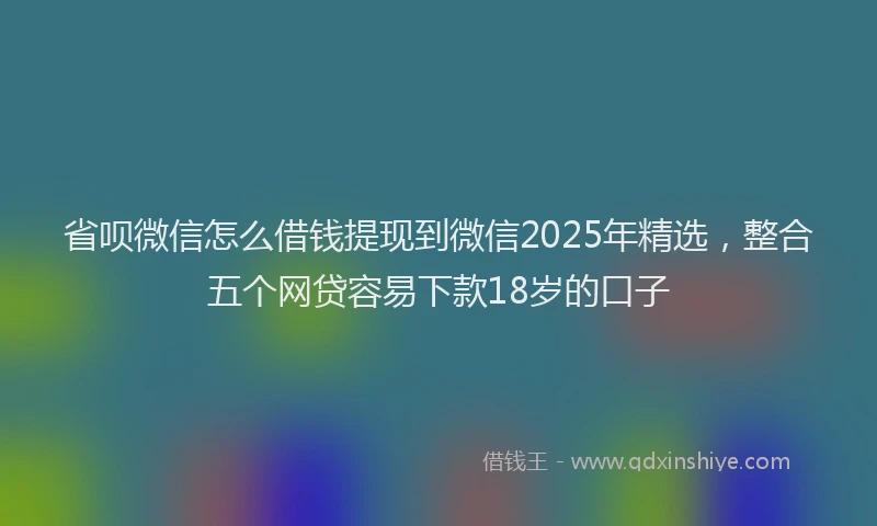 省呗微信怎么借钱提现到微信2025年精选，整合五个网贷容易下款18岁的口子