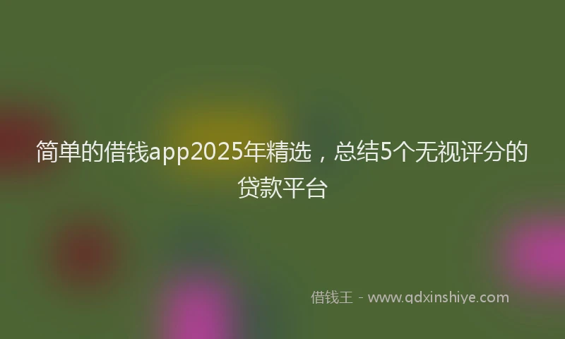 简单的借钱app2025年精选，总结5个无视评分的贷款平台