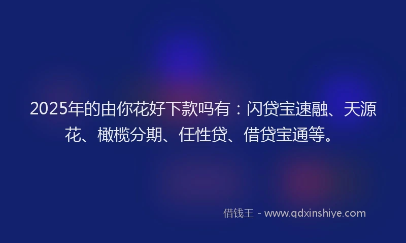 2025年的由你花好下款吗有：闪贷宝速融、天源花、橄榄分期、任性贷、借贷宝通等。