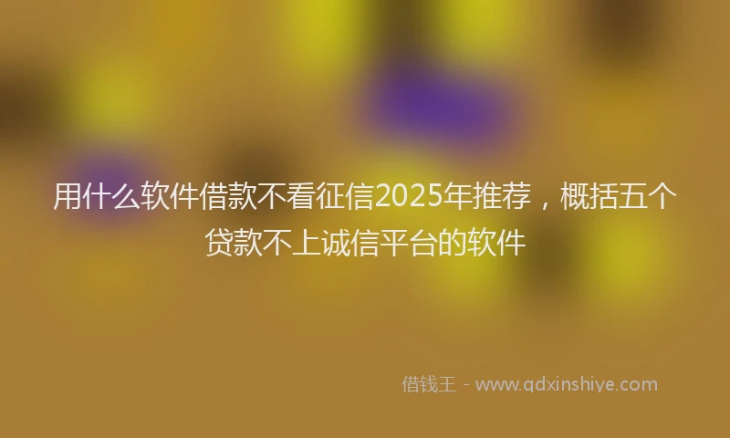 用什么软件借款不看征信2025年推荐，概括五个贷款不上诚信平台的软件