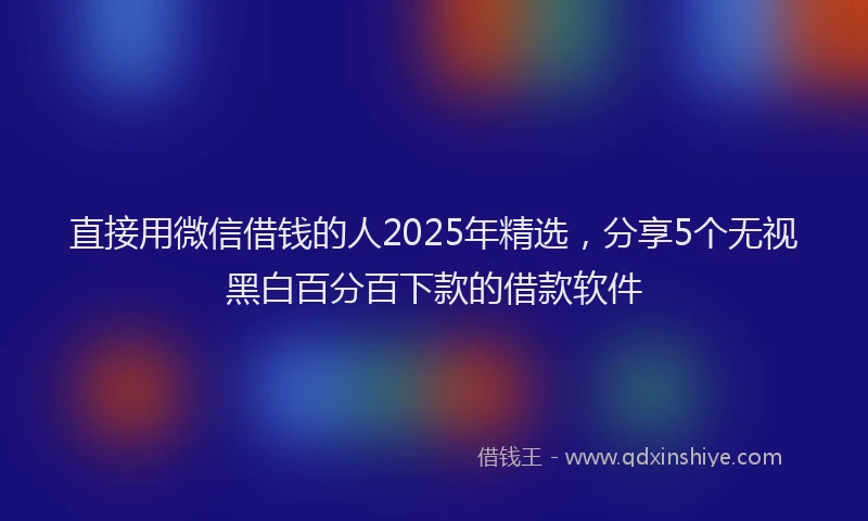 直接用微信借钱的人2025年精选，分享5个无视黑白百分百下款的借款软件