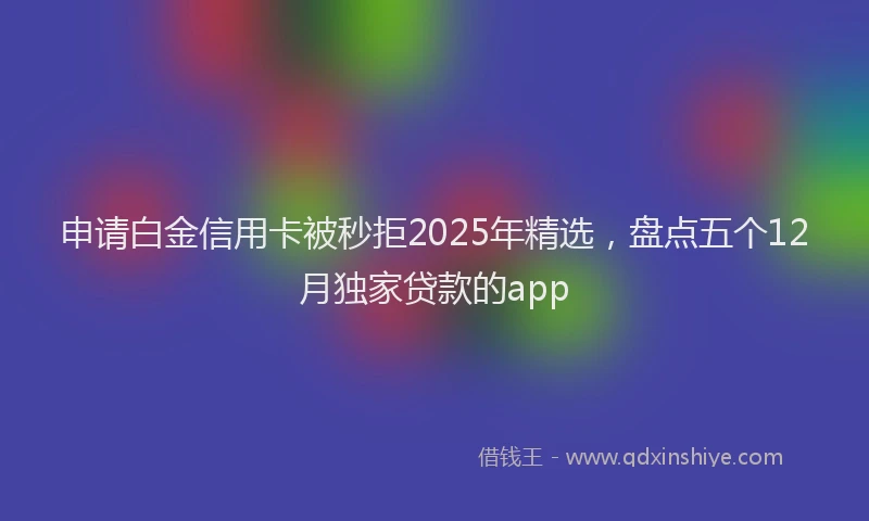 申请白金信用卡被秒拒2025年精选，盘点五个12月独家贷款的app