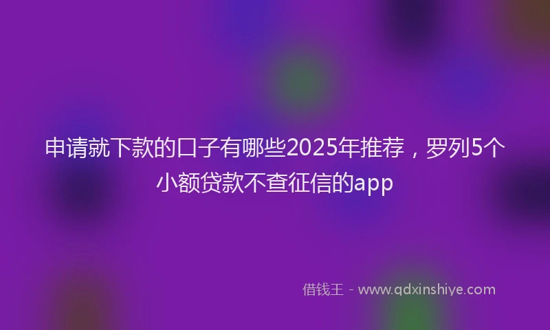 申请就下款的口子有哪些2025年推荐，罗列5个小额贷款不查征信的app