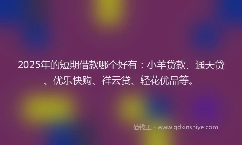 2025年的短期借款哪个好有：小羊贷款、通天贷、优乐快购、祥云贷、轻花优品等。