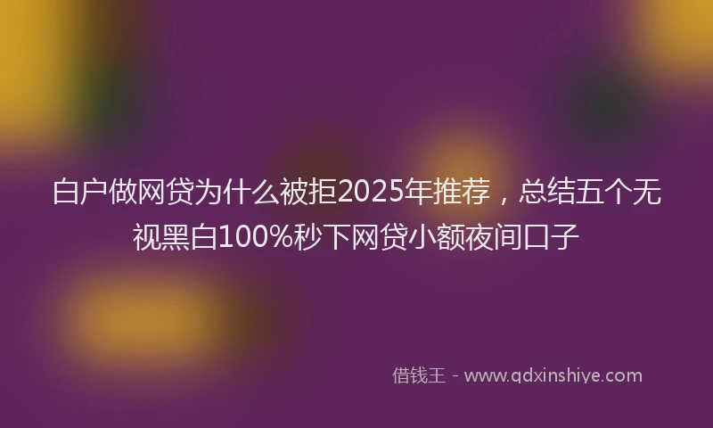 白户做网贷为什么被拒2025年推荐，总结五个无视黑白100%秒下网贷小额夜间口子