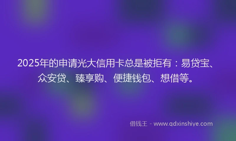 2025年的申请光大信用卡总是被拒有：易贷宝、众安贷、臻享购、便捷钱包、想借等。