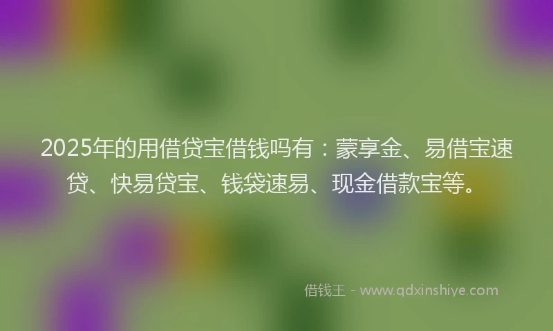 2025年的用借贷宝借钱吗有：蒙享金、易借宝速贷、快易贷宝、钱袋速易、现金借款宝等。