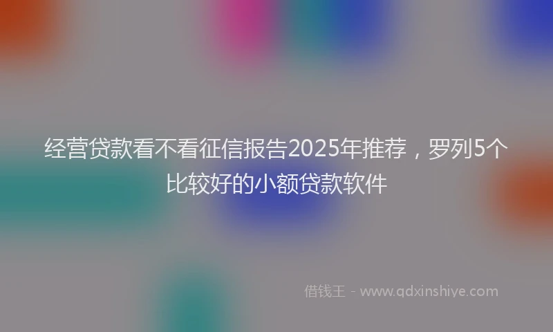 经营贷款看不看征信报告2025年推荐，罗列5个比较好的小额贷款软件
