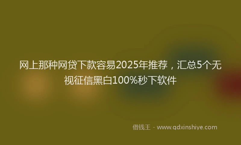 网上那种网贷下款容易2025年推荐，汇总5个无视征信黑白100%秒下软件