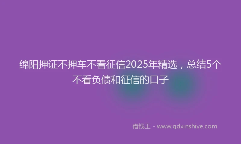 绵阳押证不押车不看征信2025年精选，总结5个不看负债和征信的口子
