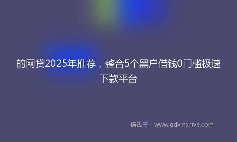 的网贷2025年推荐，整合5个黑户借钱0门槛极速下款平台
