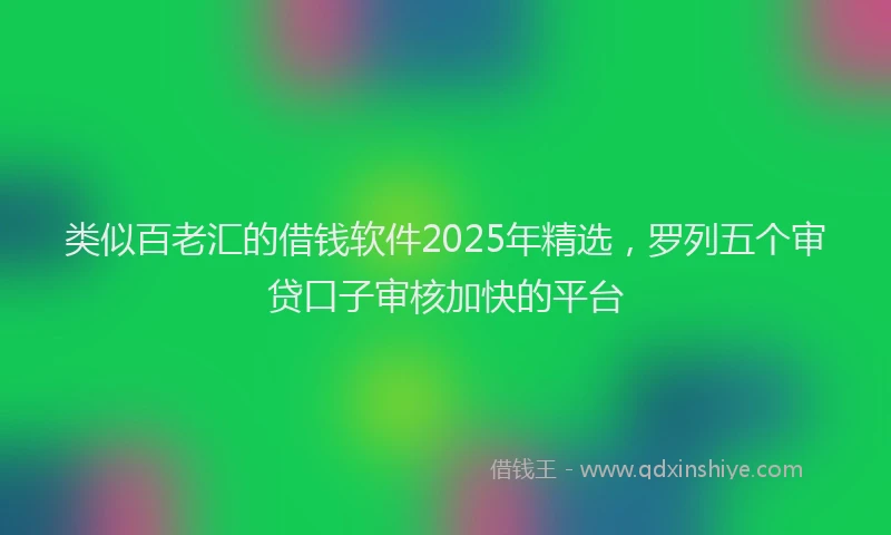 类似百老汇的借钱软件2025年精选，罗列五个审贷口子审核加快的平台