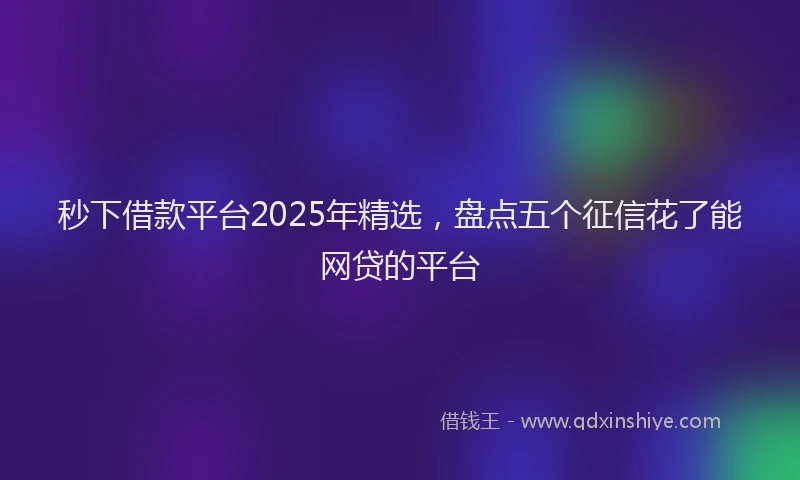 秒下借款平台2025年精选，盘点五个征信花了能网贷的平台