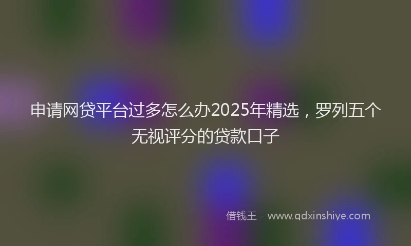 申请网贷平台过多怎么办2025年精选，罗列五个无视评分的贷款口子
