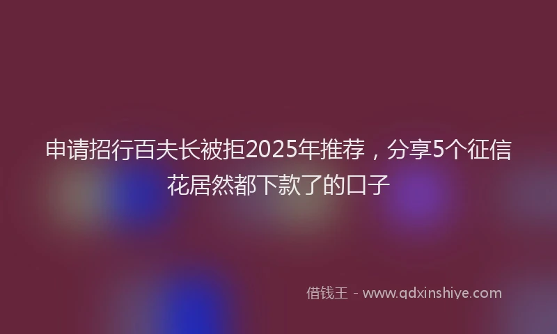 申请招行百夫长被拒2025年推荐，分享5个征信花居然都下款了的口子