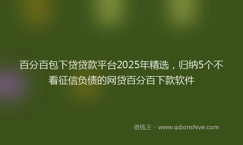 百分百包下贷贷款平台2025年精选，归纳5个不看征信负债的网贷百分百下款软件