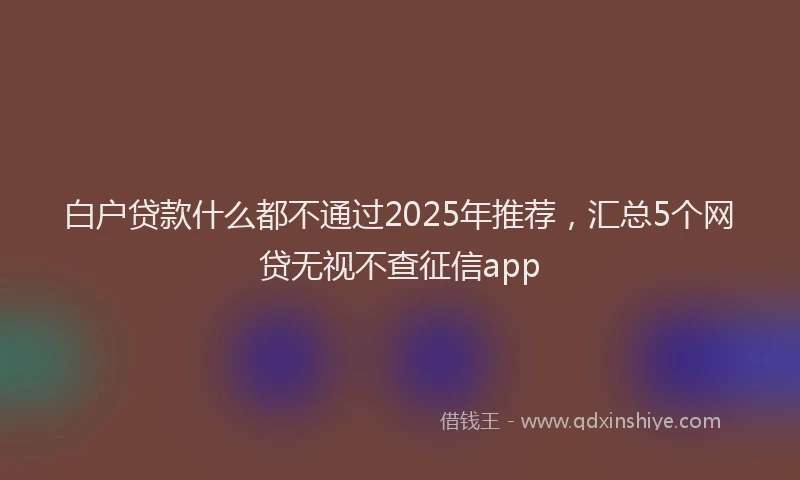 白户贷款什么都不通过2025年推荐，汇总5个网贷无视不查征信app