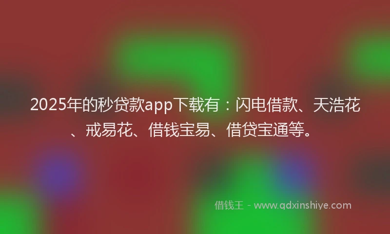 2025年的秒贷款app下载有：闪电借款、天浩花、戒易花、借钱宝易、借贷宝通等。